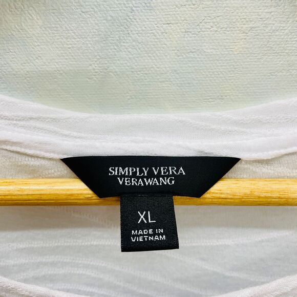 Vera Wang White Blouse XL White Flowy Blouse Semi-Sheer Blouse XL Top Flowy XL - Picture 5 of 7